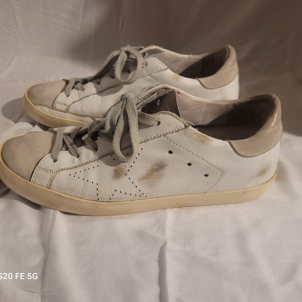 Golden Goose White and Gray Superstar Sneakers
